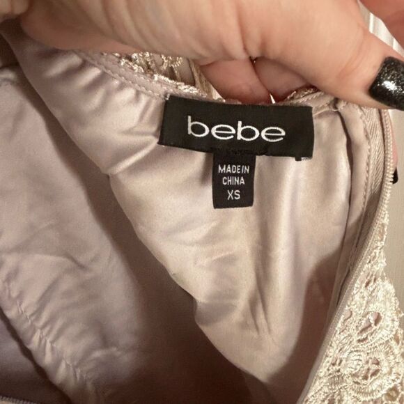 Bebe Women's Elegant Lace Ivory Cocktail, formal, mini Dress size Xs - Picture 6 of 7